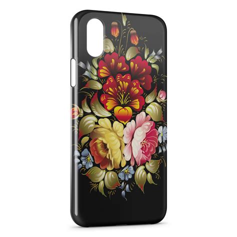 Coque Iphone Xr Flowers Black Design Pixypia