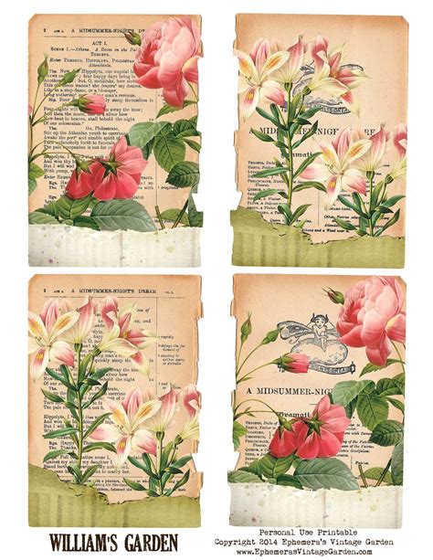 Ephemera S Vintage Garden Free Printable Shakespeare Ephemera Cards