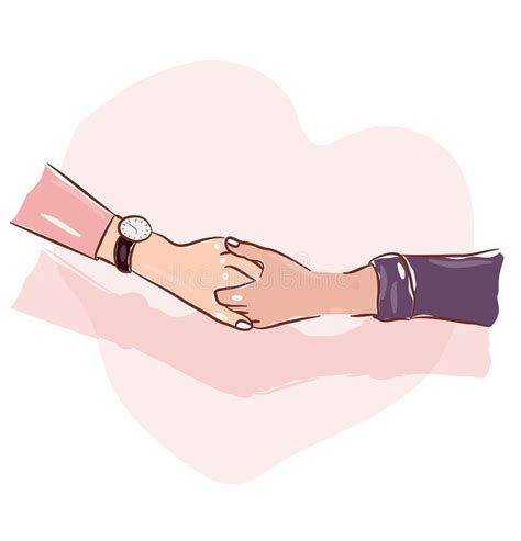 Colored Hand Sketch Holding Hands Illustration Drawing Love Shape