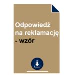 Odpowiedź na reklamację wzór POBIERZ