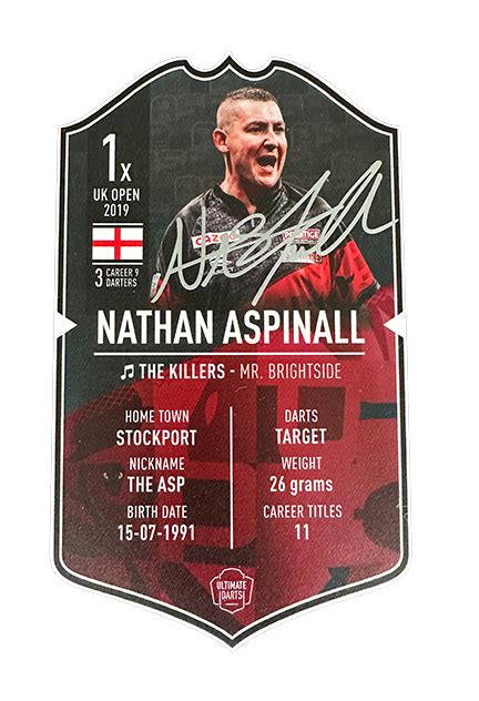 SIGNED Exclusive Nathan Aspinall Mini Ultimate Darts Card