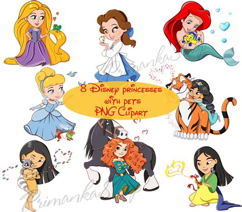 Cute Princess Clipart Set, Disney Princess Clip Art For Decoration, Sc ...