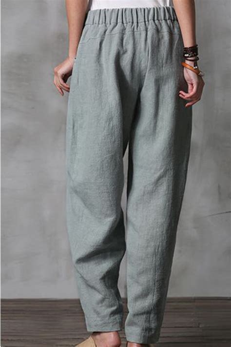 Women Long Cotton Linen Pencil Pants Loose Turnip Pants K7052 Fantasylinen