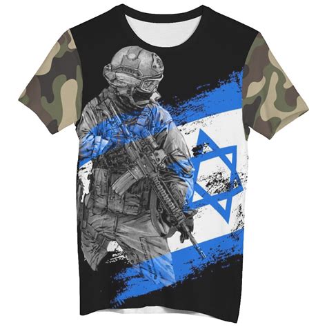 Camiseta Masculina Do Ex Rcito De Israel D Bandeira Israelita Impressa