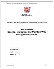 BSBWHS605 Template Develop WHS Management 2020 1452 Docx BSBWHS605