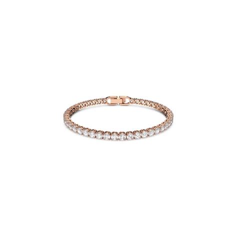 Bracelet Tennis Deluxe Swarovski En Métal Doré Rose 5464948 Aelys