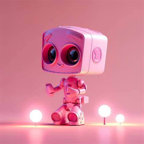 A Pink Robot Is Standing In Front Of Some Lights Ai Generative Image