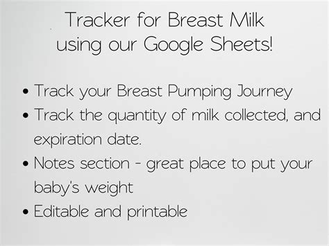 Frozen Milk Log Breast Pumping Tracker Google Sheets Breast Milk