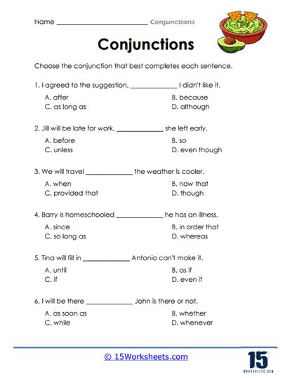 Conjunctions Worksheets 15