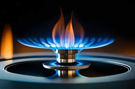 Premium AI Image | A blue flame from a gas stove with blue and yellow ...