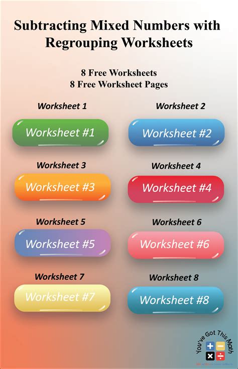 Subtracting Mixed Numbers With Regrouping Worksheets Free Printable