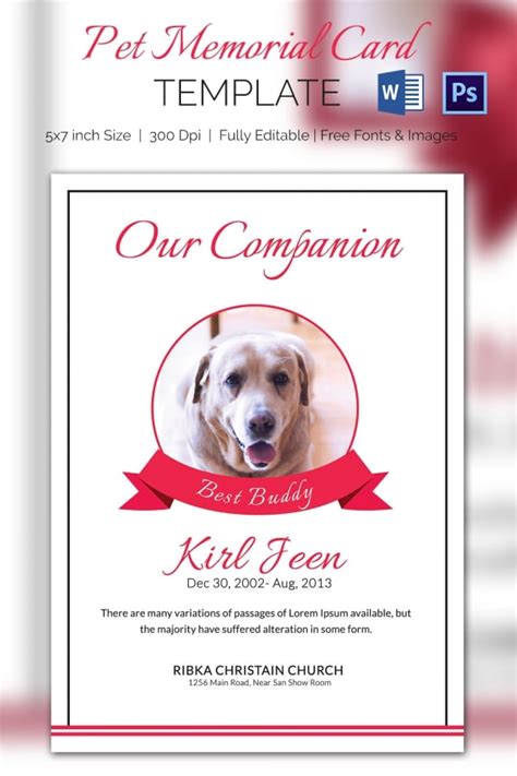 5+ Pet Memorial Cards - Word, PSD, AI