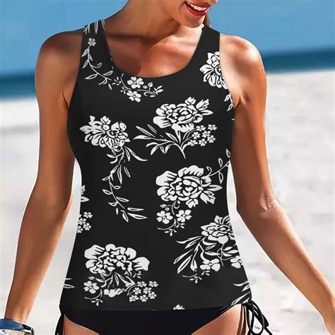 Aoochasliy Spring Beauty Bikini Swim Women Classic Print High Neck Tops