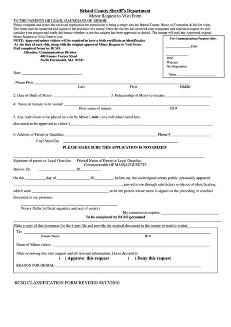 Top 6 Inmate Visitation Form Templates Free To Download In Pdf Format