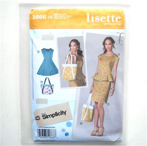 Misses Dress Top Skirt Bag Size 6 14 Lisette Simplicity Pattern 1666