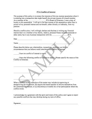 Conflict Of Interest Form Template Fill Online Printable Fillable