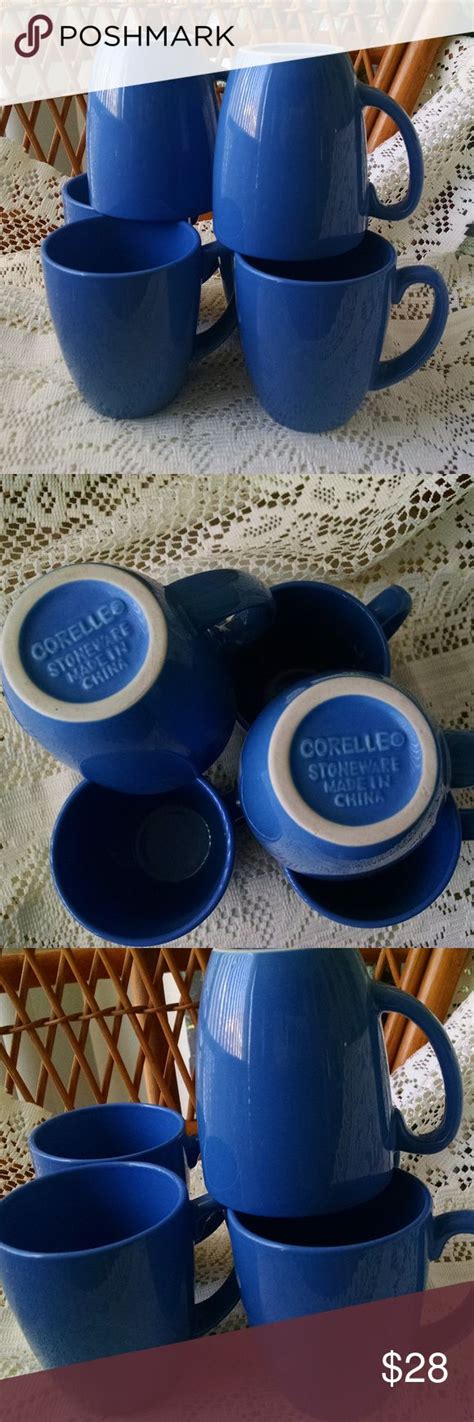 Vintage Corelle Stoneware Mugs Provincial Blue Stoneware Mugs