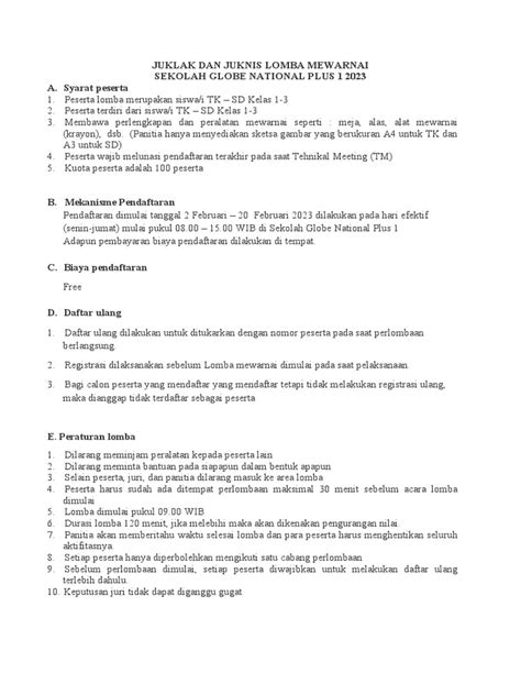 Juklak Dan Juknis Lomba Mewarnai 1 1 2 Pdf