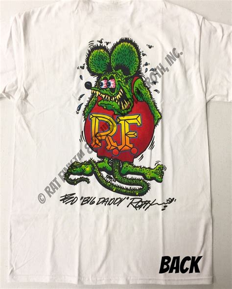 Official Rat Fink Signature T Shirt Back Design Ed Big Daddy Roth Men S