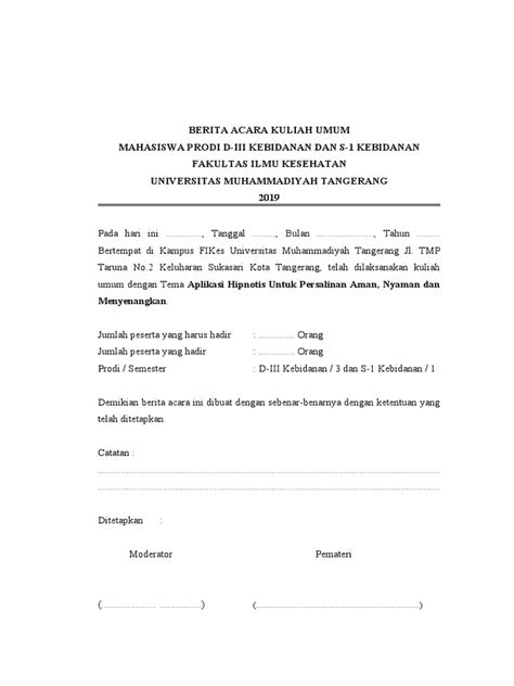 Berita Acara Kuliah Umum Pdf