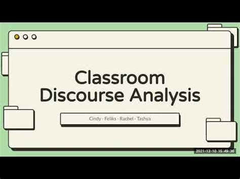 Classroom Discourse Analysis YouTube