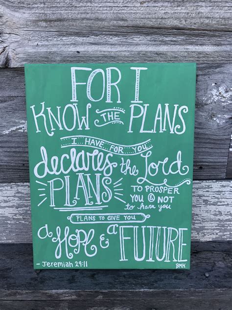 Jeremiah 29 11 In Green With White Letters Bible Verse Canvas