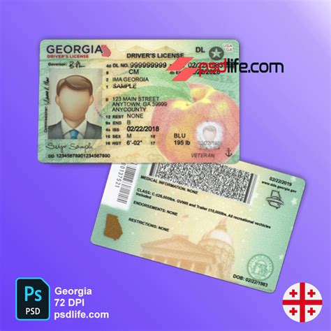 Georgia Driving Licence Psd Template Full Editable With All Font