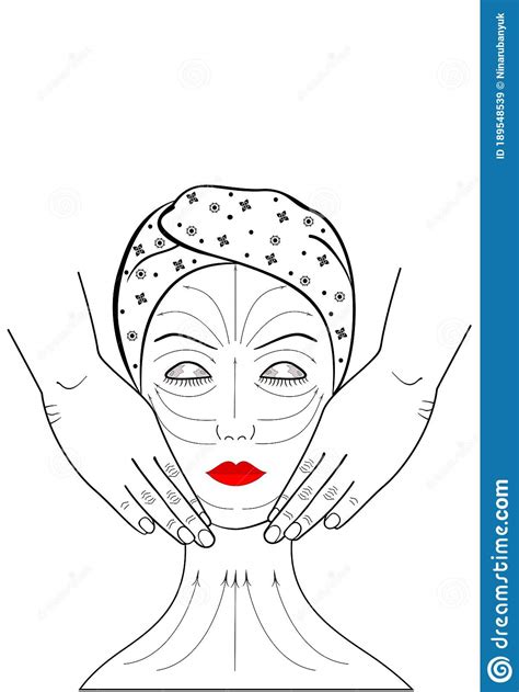 Beautiful Young Woman Receiving A Facial Massage Stock Illustration