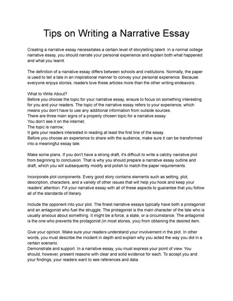 Tips On Writing A Narrative Essay Tips On Writing A Narrative Essay Creating A Narrative Essay