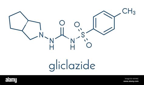 Gliclazide diabetes drug molecule. Sulfonylurea class anti-diabetic ...