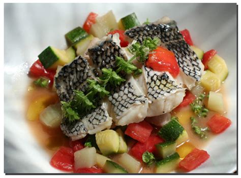 Steamed Black Bass With Zuchini And Fennel Recipe