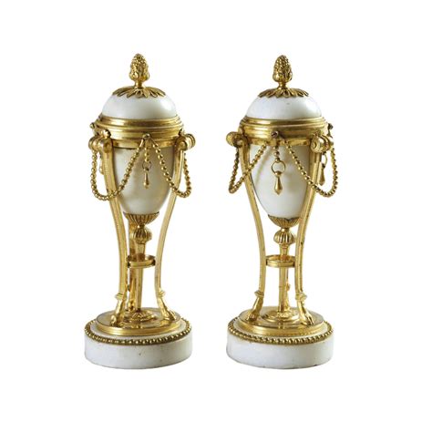 Pair Of Louis Xvi Marble And Gilt Bronze Cassolettes Ref