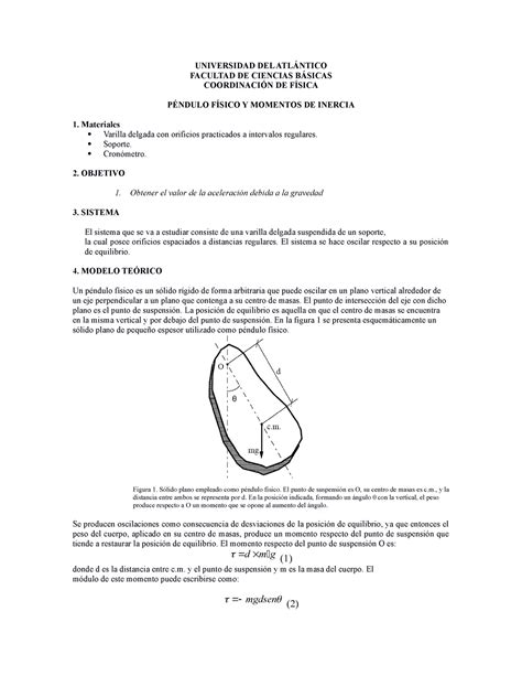 Pendulo fisico ismael UNIVERSIDAD DEL ATLÁNTICO FACULTAD DE
