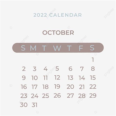 Calendário De Outubro De 2022 Png 2022 Calendário De Outubro Outubro De 2022 Imagem Png E