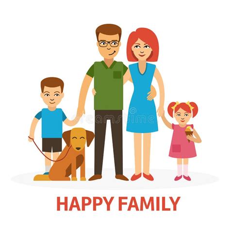 Ejemplo Plano Del Vector De La Familia Feliz Con La Madre El Padre La