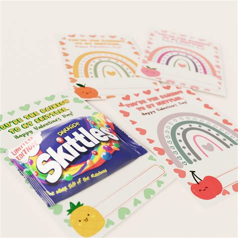 Sweet Rainbow Wishes Printable Skittles Themed Valentines Cards Share