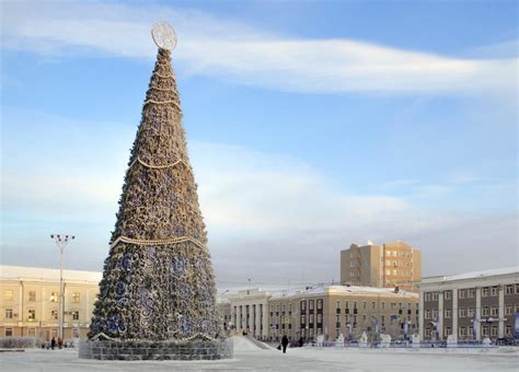 Yakutsk, Russian Federation, 2019 - New year tree in Yakutsk city ...