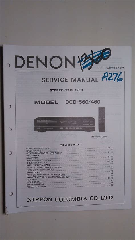 Denon Dcd 560 460 Service Manual Original Repair Book Stereo Cd Player