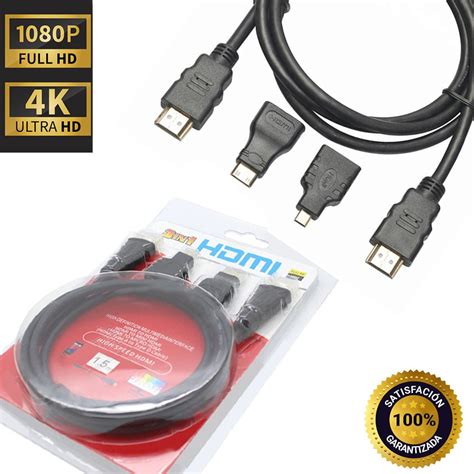 Ripley Cable Hdmi En Con Adaptador Mini Y Micro Hdmi Metros