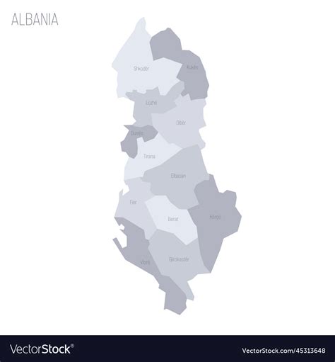 Albania Political Map Of Administrative Divisions Vector Image