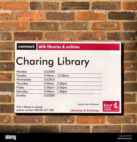 Charing Library Sign Charing Ashford Kent England Uk Stock Photo