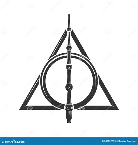 Deathly Hallows A Symbol From The Harry Potter Book A Magic Wand A Resurrection Stone And A