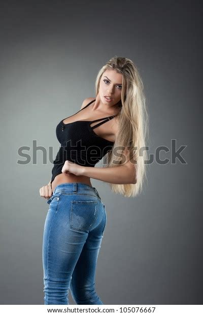 Sexy Blonde Woman Jeans Stock Photo 105076667 Shutterstock