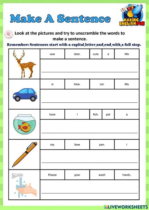 Rearrange Sentences Exercise In Sentences Teaching Teachers