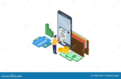 Isometric Set Of Receipt Records Design Template Of Bill ATM Paper