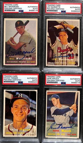 Lot Detail 4 1957 Topps Signed Cards W Bill Mazeroski Lew