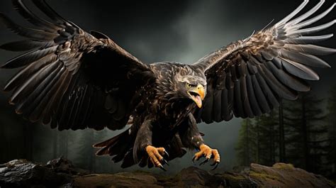 Premium AI Image | Flying Eagle on black