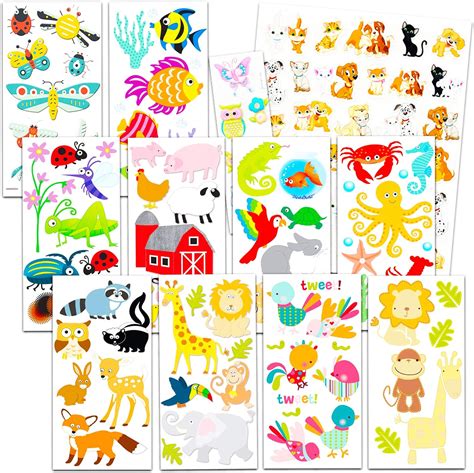 Amazon.com: Cute Animal Stickers for Kids, Toddlers - 12 Pack Craft ...