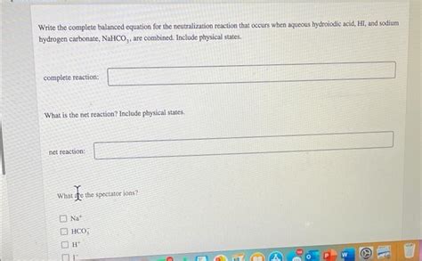 Solved Write The Complete Balanced Equation For The Chegg