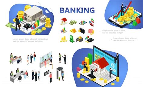 Free Vector Isometric Banking Composition With Financial Elements And Objects Businessmen